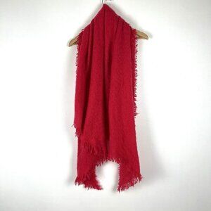 Anthropologie Womens Scarf Wrap Pink Fringe Hem Shawl Cozy Soft Warm